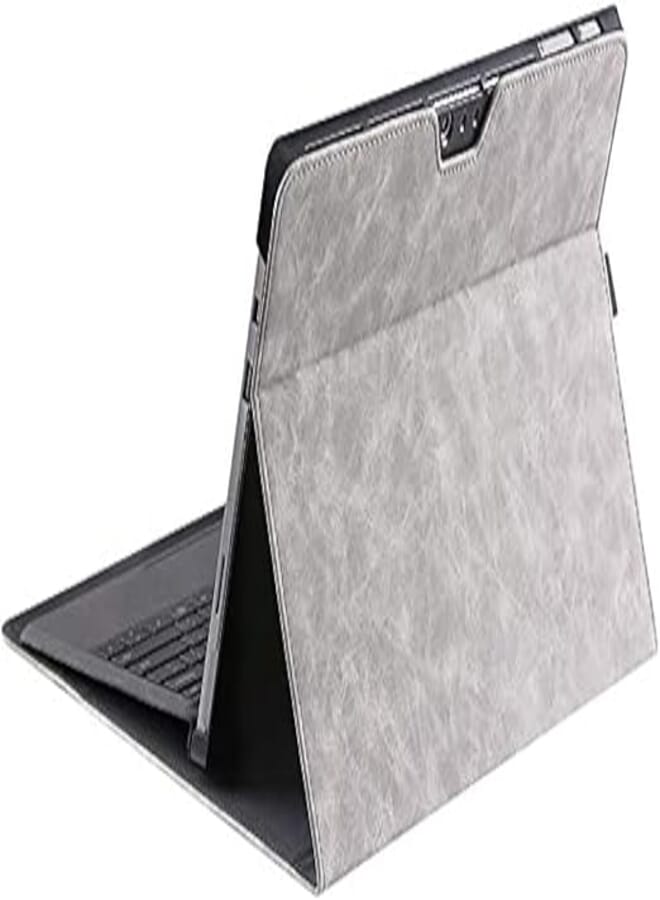 Computer Laptop Surface Pro 6 Sleeve with Leather Outside and Silicone Case Inside - 12.3in - Grey